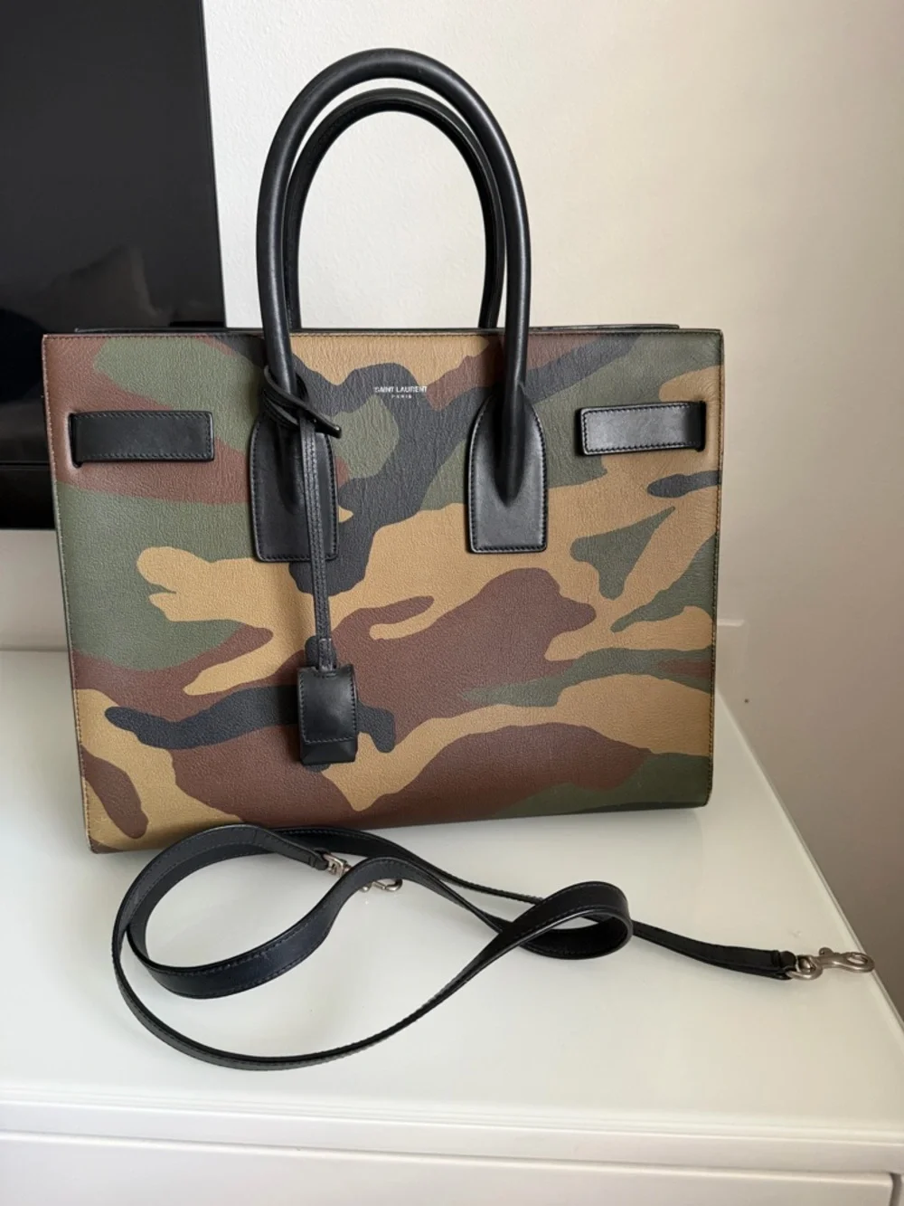 Saint Laurent Camo “Sac De Jour” Handbag - Picture 6 of 10